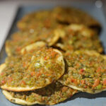 Turkish lahmacun kebap, one of the most important dishes of Turkish cuisine, delicious and traditional turkish pizza. close up. selective focus.